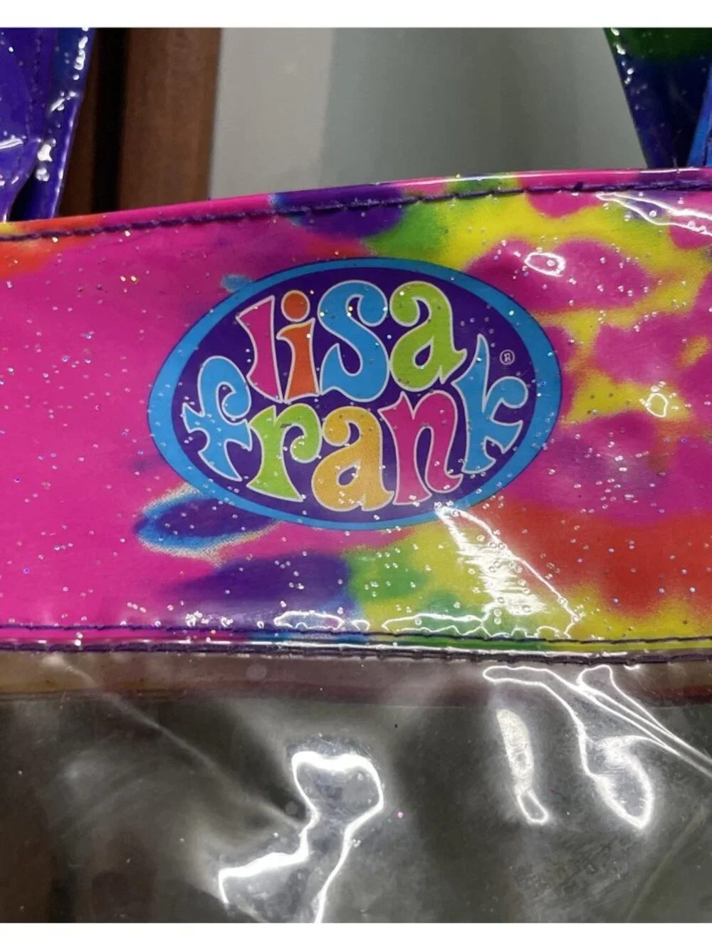 Lisa & Frank Vintage Y2K Fab Friends Bag Tote Tie Dye Rainbow Clear Kidcore Rave